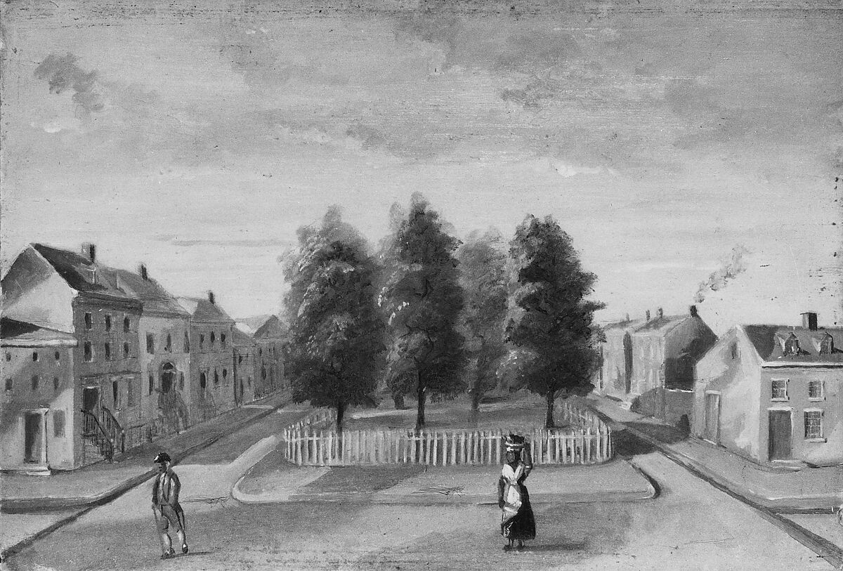 Baked Pears in Duane Park, William P. Chappel (American, 1801–1878), Oil on slate paper, American