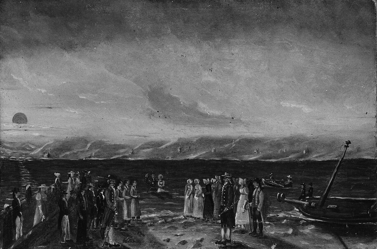 Baptism, William P. Chappel (American, 1801–1878), Oil on slate paper, American