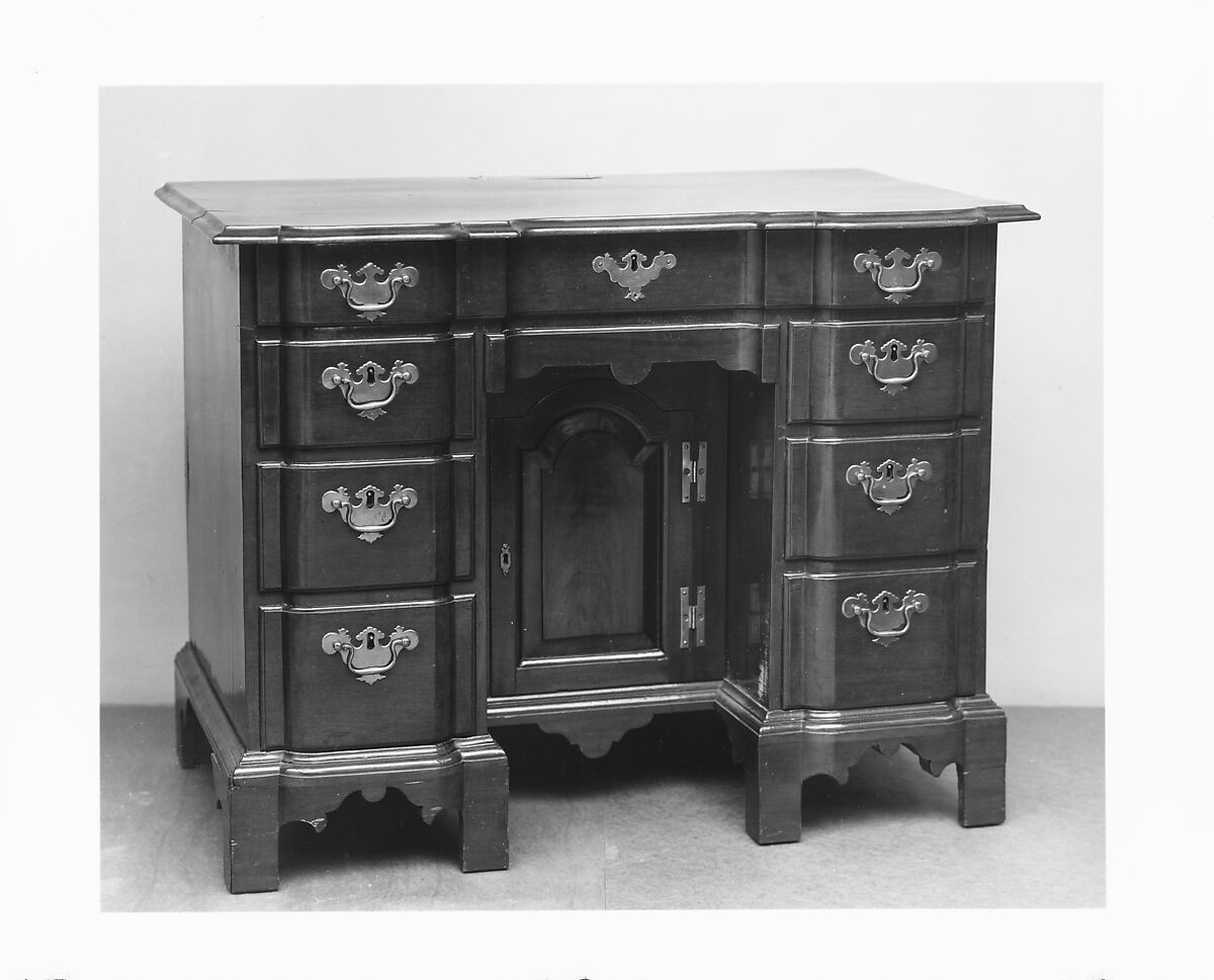 Bureau Table, Mahogany, white pine, white oak, American