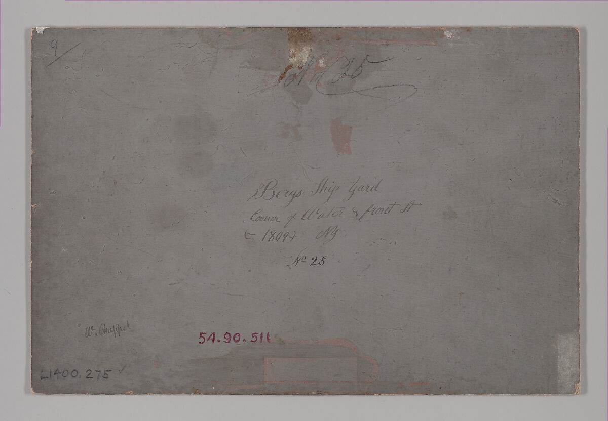 Berg's Ship Yard, William P. Chappel (American, 1801–1878), Oil on slate paper, American