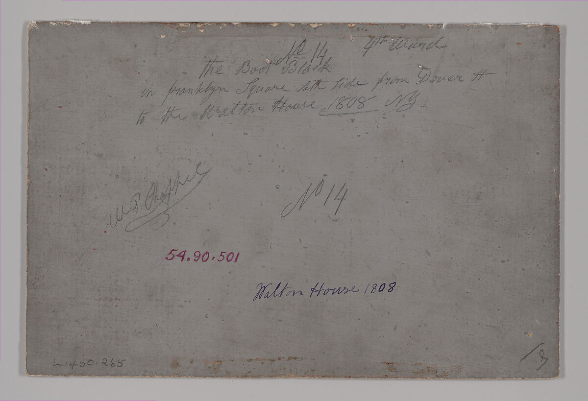 The Boot Black, William P. Chappel (American, 1801–1878), Oil on slate paper, American