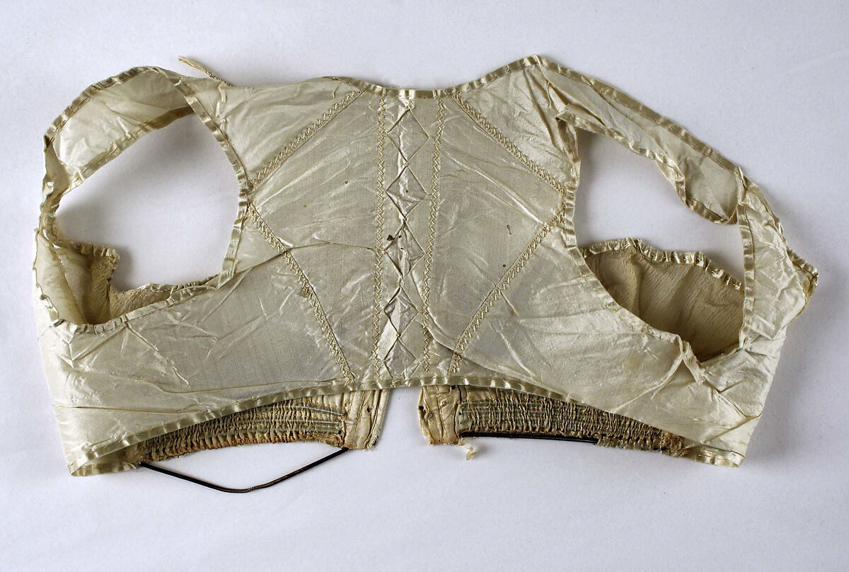 Corset, silk, metal, baleen, probably French