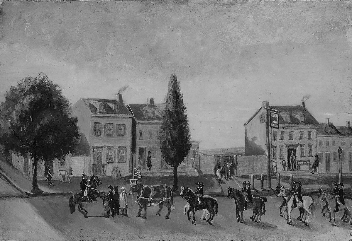 Bull's Head Tavern, William P. Chappel (American, 1801–1878), Oil on slate paper, American