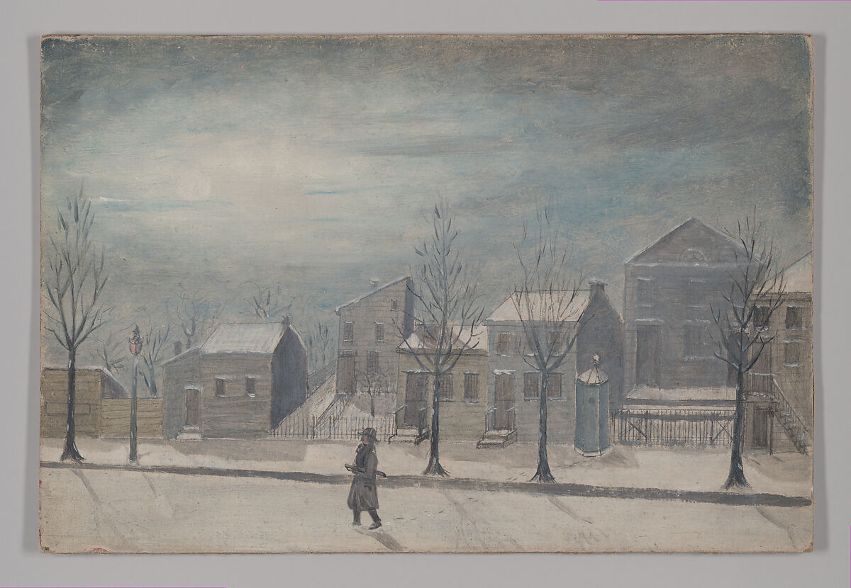 City Watchman, William P. Chappel (American, 1801–1878), Oil on slate paper, American 