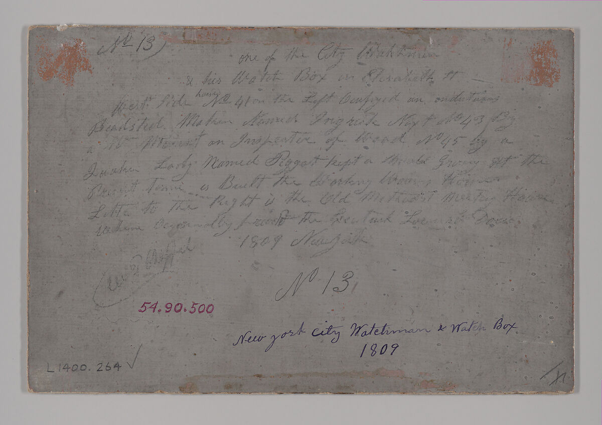 City Watchman, William P. Chappel (American, 1801–1878), Oil on slate paper, American