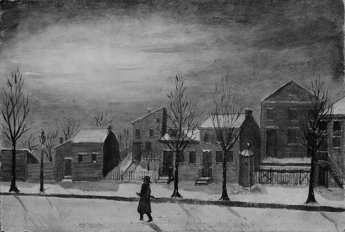 City Watchman, William P. Chappel (American, 1801–1878), Oil on slate paper, American