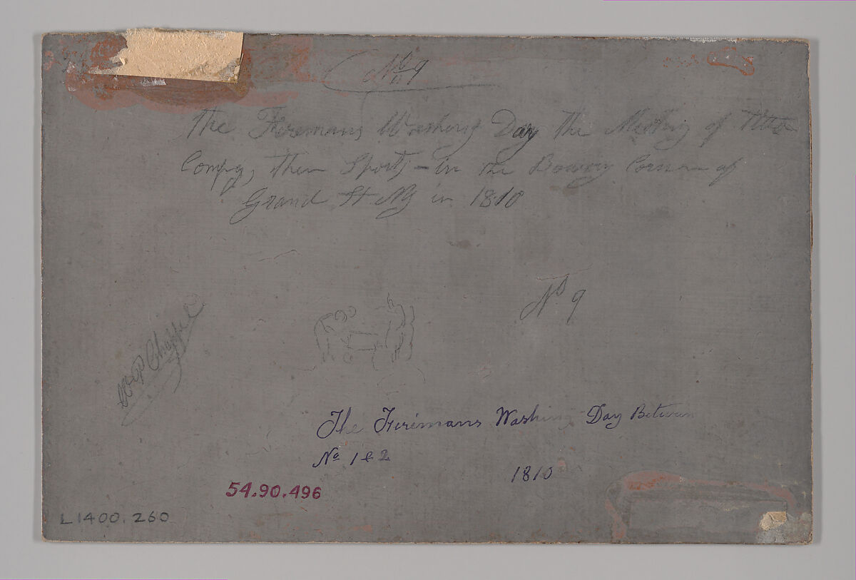 Firemen's Washing Day, William P. Chappel (American, 1801–1878), Oil on slate paper, American