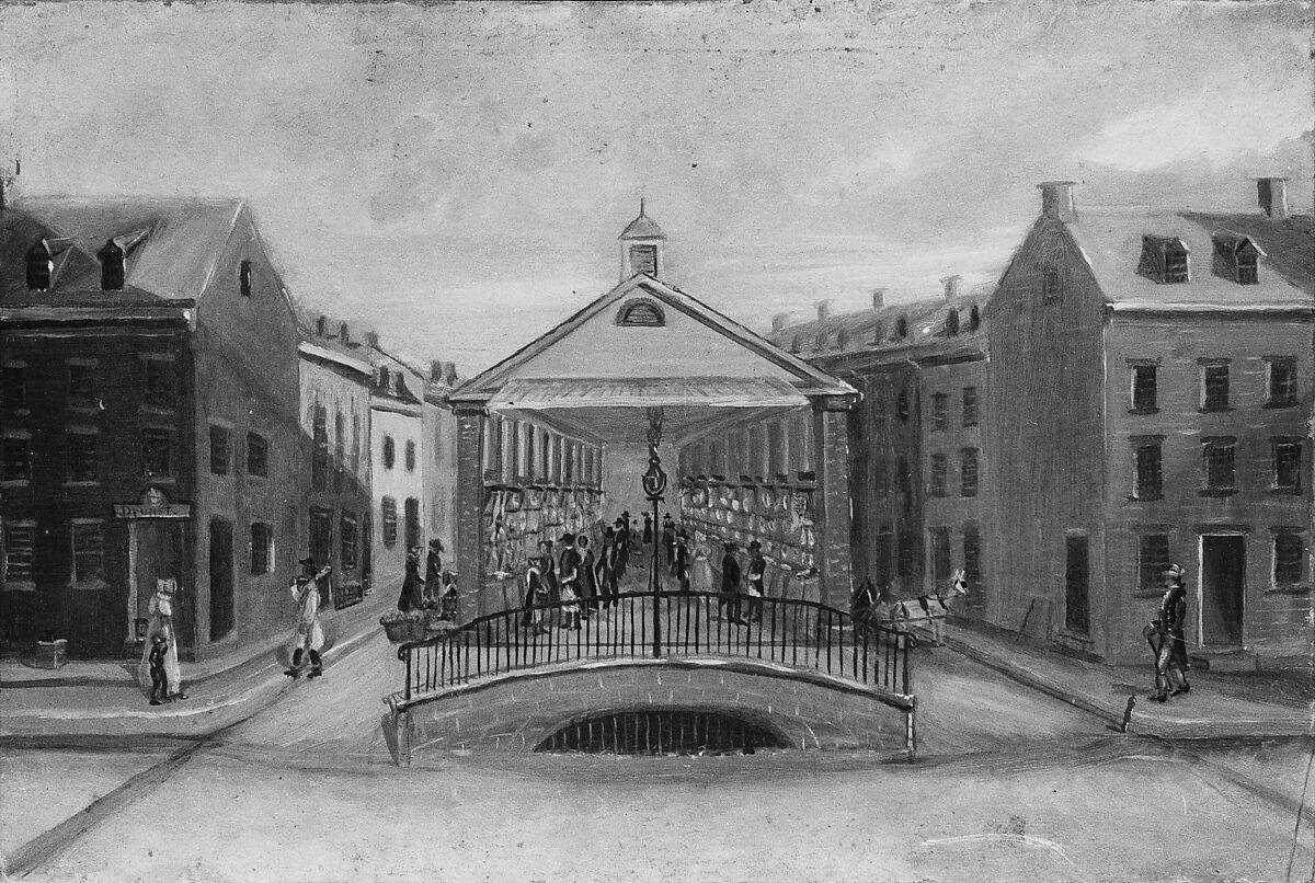 Fly Market, William P. Chappel (American, 1801–1878), Oil on slate paper, American