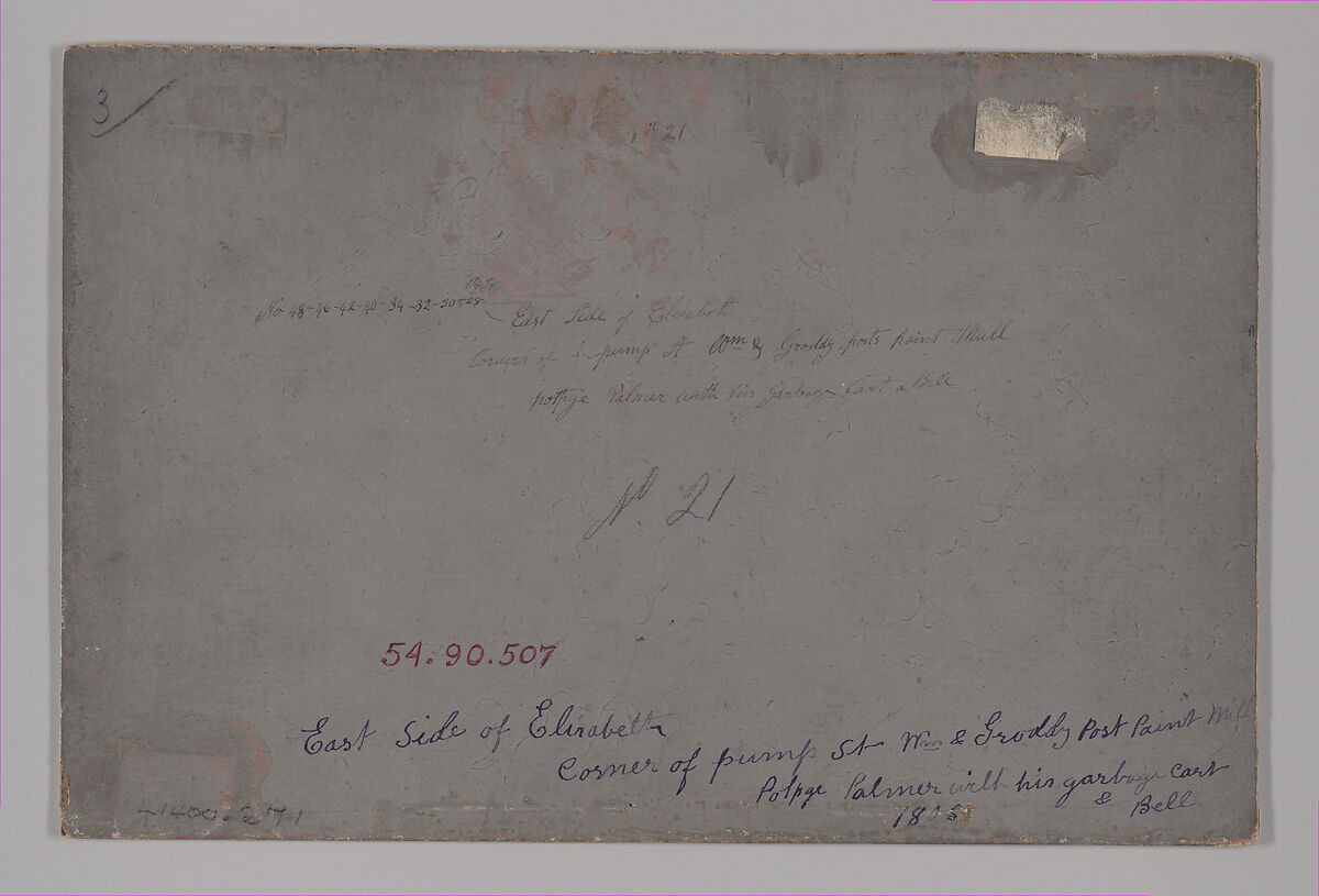 The Garbage Cart, William P. Chappel (American, 1801–1878), Oil on slate paper, American