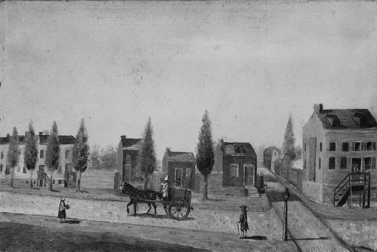 The Garbage Cart, William P. Chappel (American, 1801–1878), Oil on slate paper, American