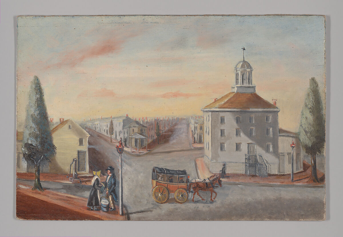 Hot Corn Seller, William P. Chappel (American, 1801–1878), Oil on slate paper, American 