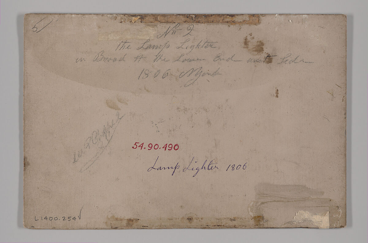 The Lamp Lighter, William P. Chappel (American, 1801–1878), Oil on slate paper, American