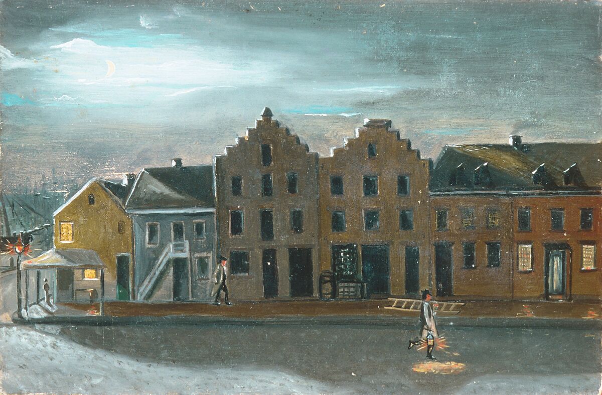 The Lamp Lighter, William P. Chappel (American, 1801–1878), Oil on slate paper, American