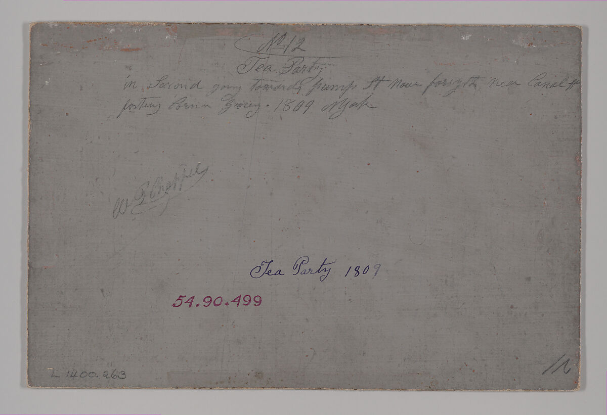 Tea Party, William P. Chappel (American, 1801–1878), Oil on slate paper, American