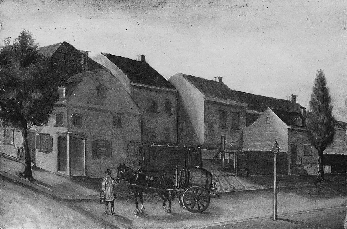 Tea water pump, William P. Chappel (American, 1801–1878), Oil on slate paper, American