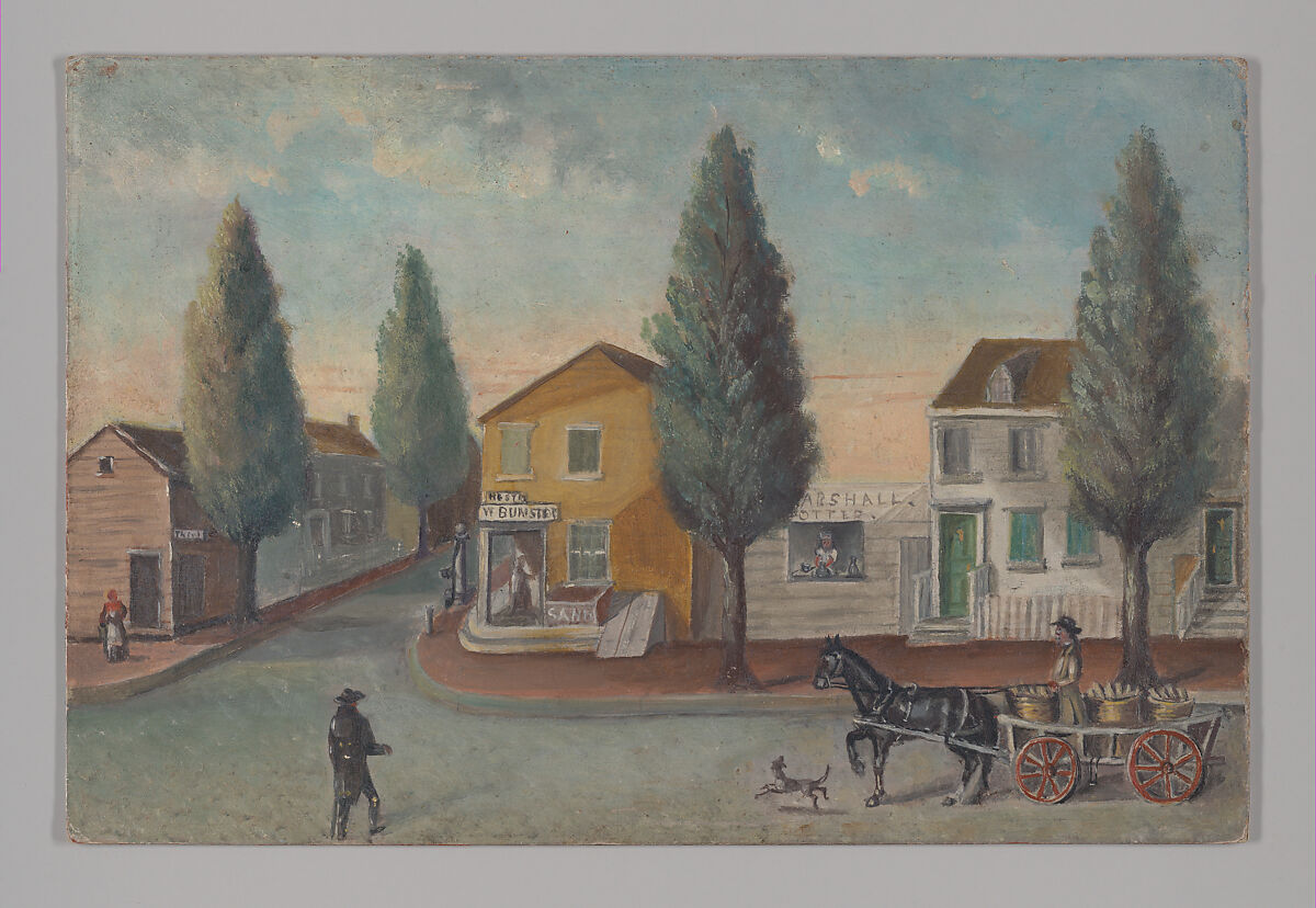 The Baker's Wagon, William P. Chappel (American, 1801–1878), Oil on slate paper, American 