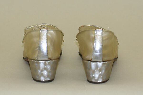 Evening moccasins, plastic (acrylic, cellulose nitrate, polyvinyl chloride), leather, metal, American