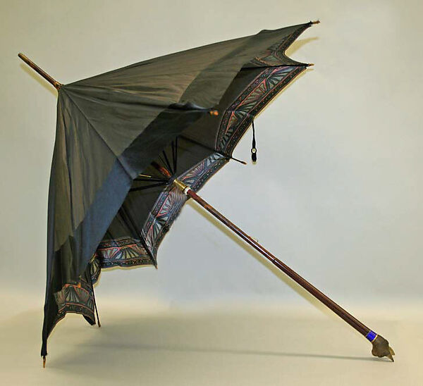 Parasol, wood, silk, glass, metal, French 