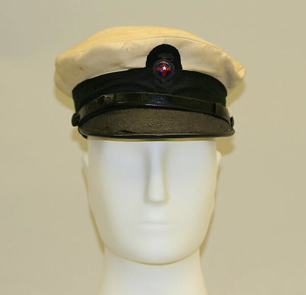 Cap, cotton, wool, leather, glass, American 