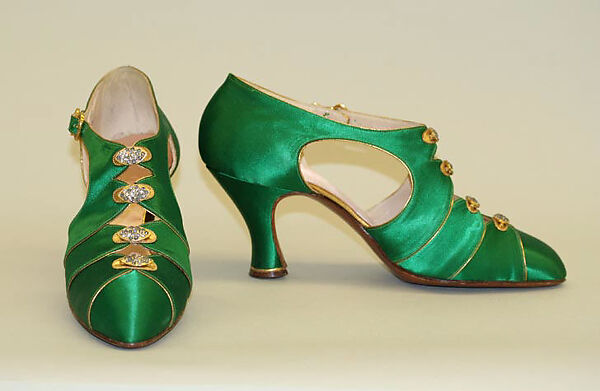 Evening shoes, Bob, Inc., N.Y. (American), silk, leather, metal, glass, American 