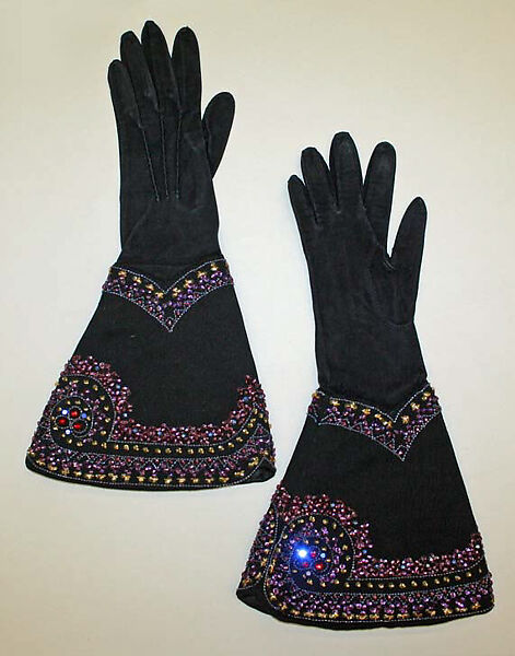 Gloves, leather, wool, plastic, glass, American or European 