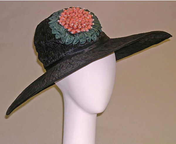 Picture hat, Attributed to House of Lanvin (French, founded 1889), silk, glass, French