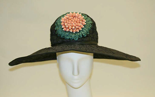 Picture hat, Attributed to House of Lanvin (French, founded 1889), silk, glass, French 