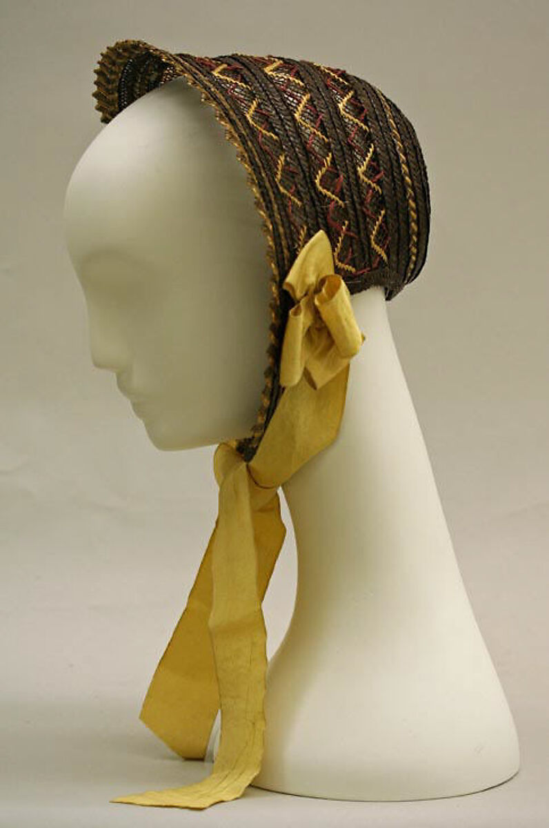 Sunbonnet, straw, silk, British 