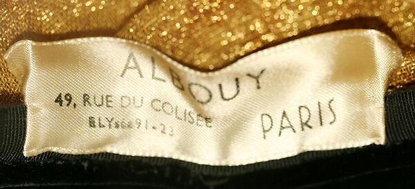 Hat, feathers, straw, silk, paper, French