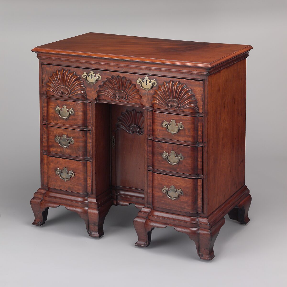 Bureau table, Attributed to John Townsend (1732–1809), Mahogany, chestnut, tulip poplar, American 