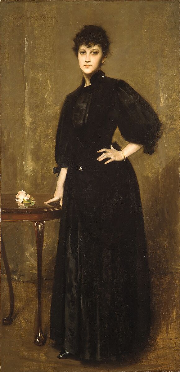 Lady in Black, William Merritt Chase (American, Williamsburg, Indiana 1849–1916 New York), Oil on canvas, American 