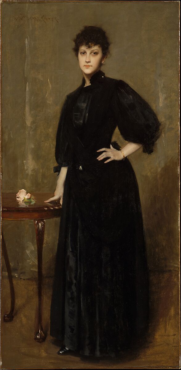 Lady in Black, William Merritt Chase (American, Williamsburg, Indiana 1849–1916 New York), Oil on canvas, American