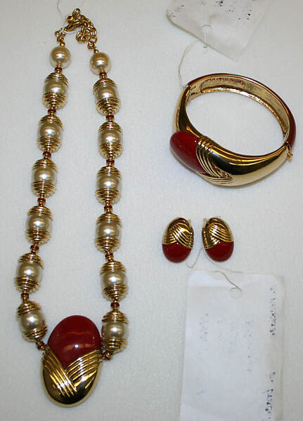 Jewelry set, House of Balenciaga (French, founded 1937), metal, plastic, French 