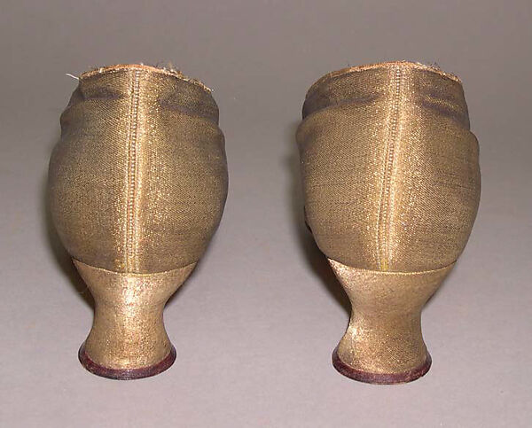 Evening slippers, J. &amp; J. Slater (American), metal, leather, wood, silk, rhinestones, American