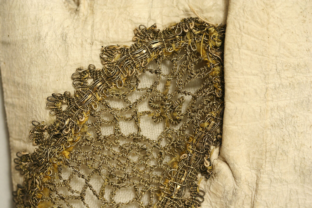 Gloves, leather, silk, gold, probably French