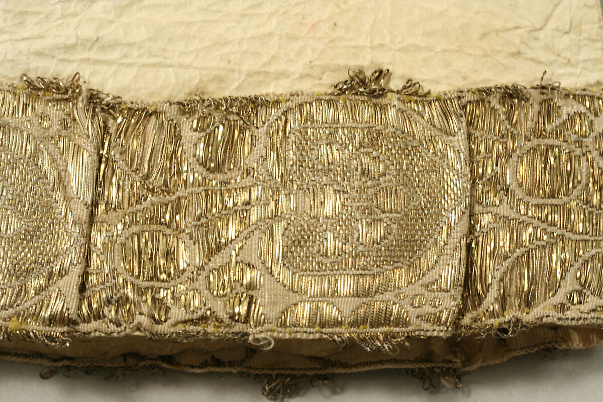 Gloves, leather, silk, gold, probably French