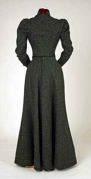 Walking dress, F. X. Ledoux (American), wool, silk, American