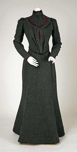 Walking dress, F. X. Ledoux (American), wool, silk, American 