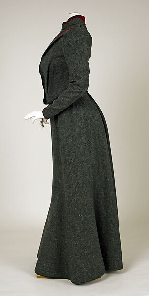 Walking dress, F. X. Ledoux (American), wool, silk, American