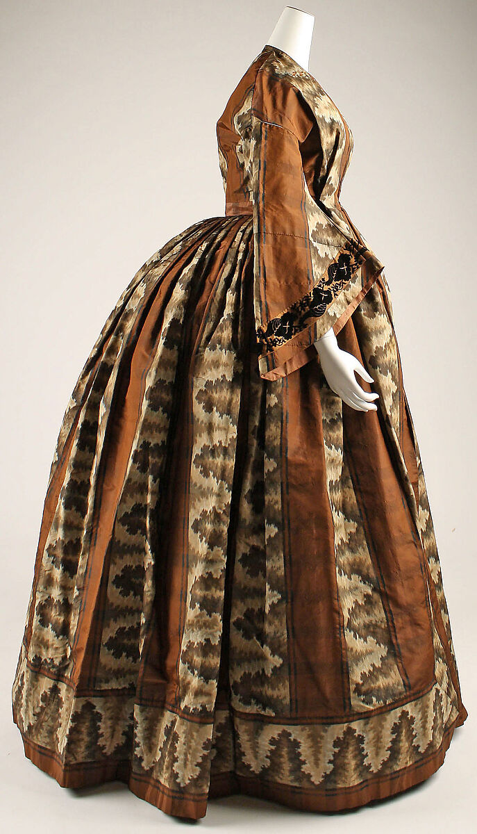 Dress, silk, linen, cotton, American