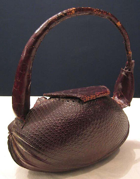 Purse, leather (armadillo), probably American