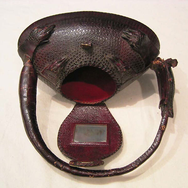 Purse, leather (armadillo), probably American