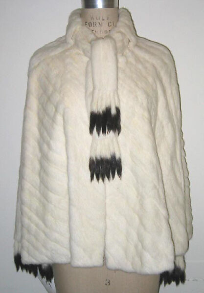 Cape, fur (ermine), silk, American or European 