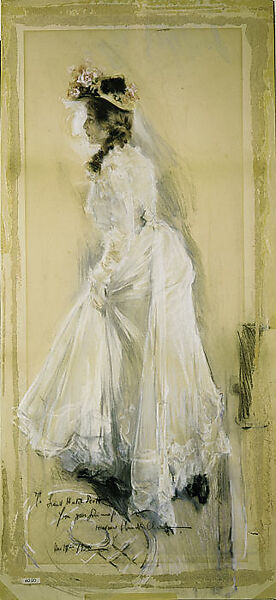Woman in White, Howard Chandler Christy (American, Ohio 1873–1952 New York), Pastel and watercolor on cardboard, American