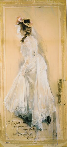 Woman in White, Howard Chandler Christy (American, Ohio 1873–1952 New York), Pastel and watercolor on cardboard, American