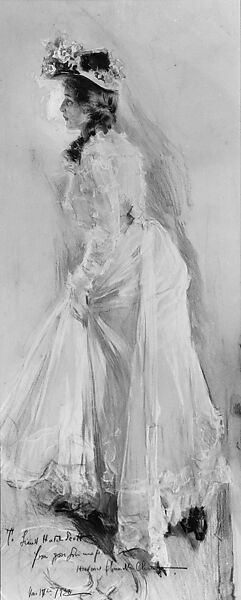 Woman in White, Howard Chandler Christy (American, Ohio 1873–1952 New York), Pastel and watercolor on cardboard, American