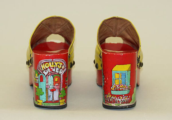 Clogs, Hand-painted by Michael Horn (American), wood, leather, metal, British