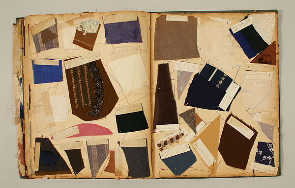 Swatch book, paper, fabric swatches, American