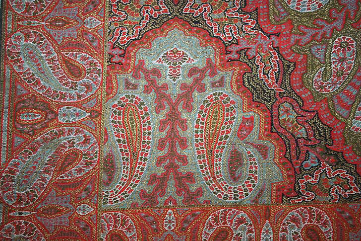 Shawl, silk, wool, metallic thread, French