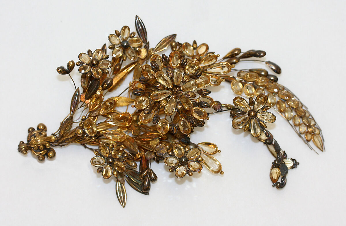 Hair accessory, silver gilt, topaz, French 